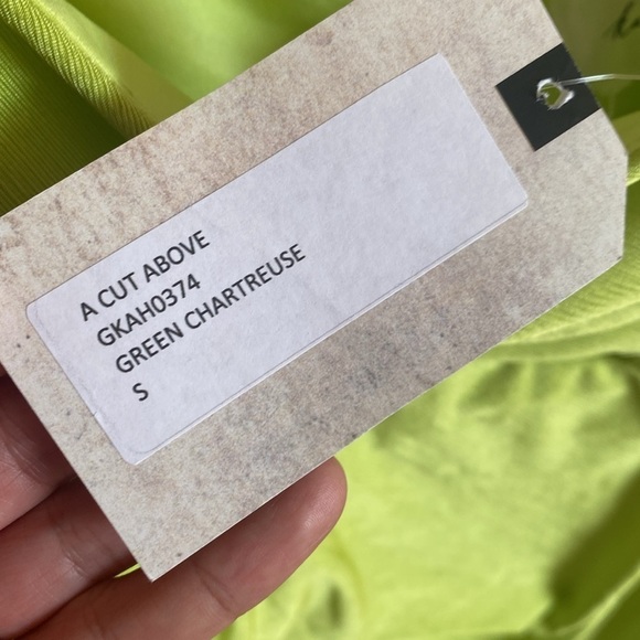 NWT Katie May Green Chartreuse Gown Open Slit Size Small - Picture 7 of 12